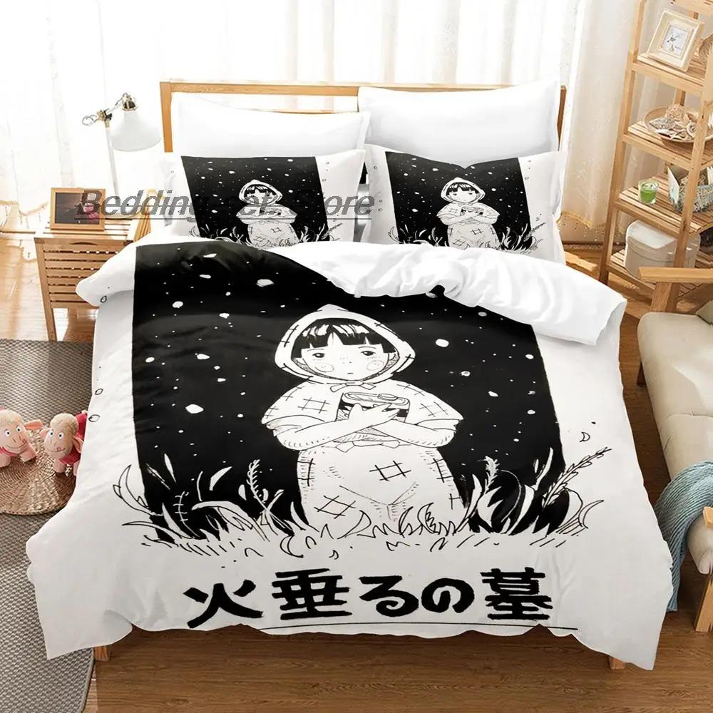 New Grave of the Fireflies Bedding Set Single Twin Full Queen King Size Bed Set Aldult Kid Bedroom Duvetcover Sets Kawaii Anime