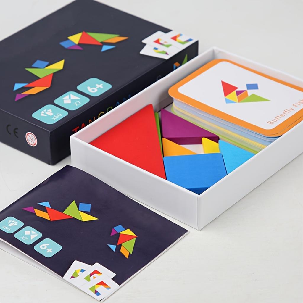 Wooden Tangram Puzzle Toys, Geometric Shape Toys, Parent Child Interactive Educational Toys, Holiday Gifts And Birthday Gifts.
