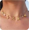 Surfer Girl Necklace Beach Jewelry Initial Necklace for Girlfriend Seashell Letter Choker Women Gift Starfish Pearl Accesorios