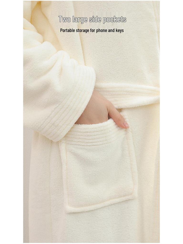 Women's Thick Antibacterial Quick-Dry Cloud Velvet Bathrobe - Autumn/Winter