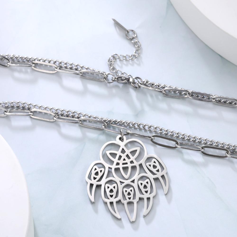 Dawapara Wolfskralle Slawische Halskette Hohl Keltischer Knoten Edelstahl Abwehrender Bär Herren Religiöser Talisman Halskette