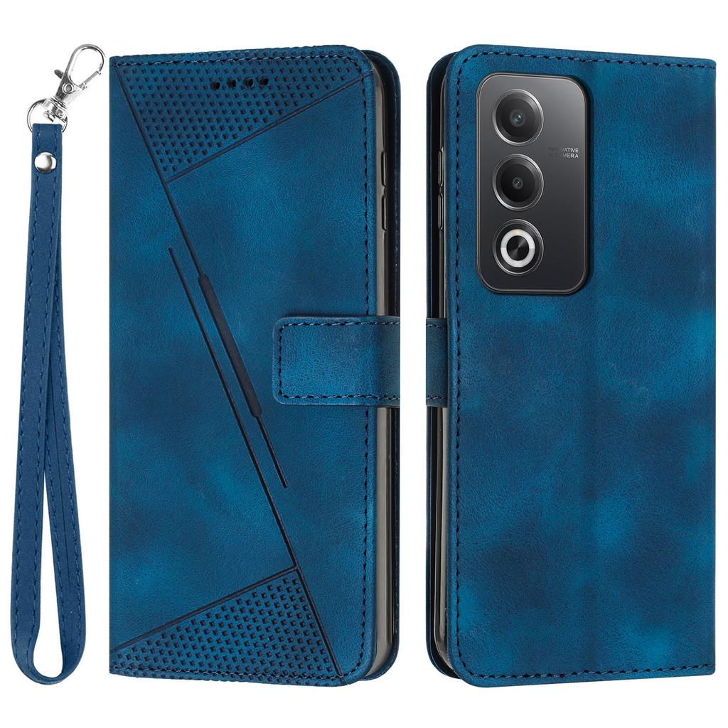 For Oppo A3 Pro (Global) 5G/A3 Pro (India) 5G/K12x 5G (India) Case Triangle Pattern Leather Phone Cover with Hand Strap Card Slots