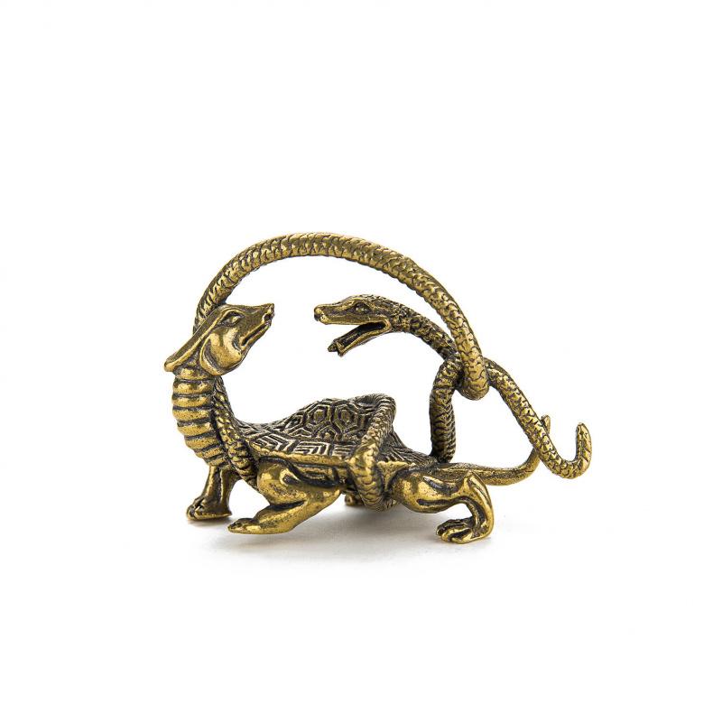 Brass Four Mythical Beasts Ornaments: Azure Dragon, White Tiger, Vermilion Bird, Black Tortoise - Office Home Decor Craft Deskto