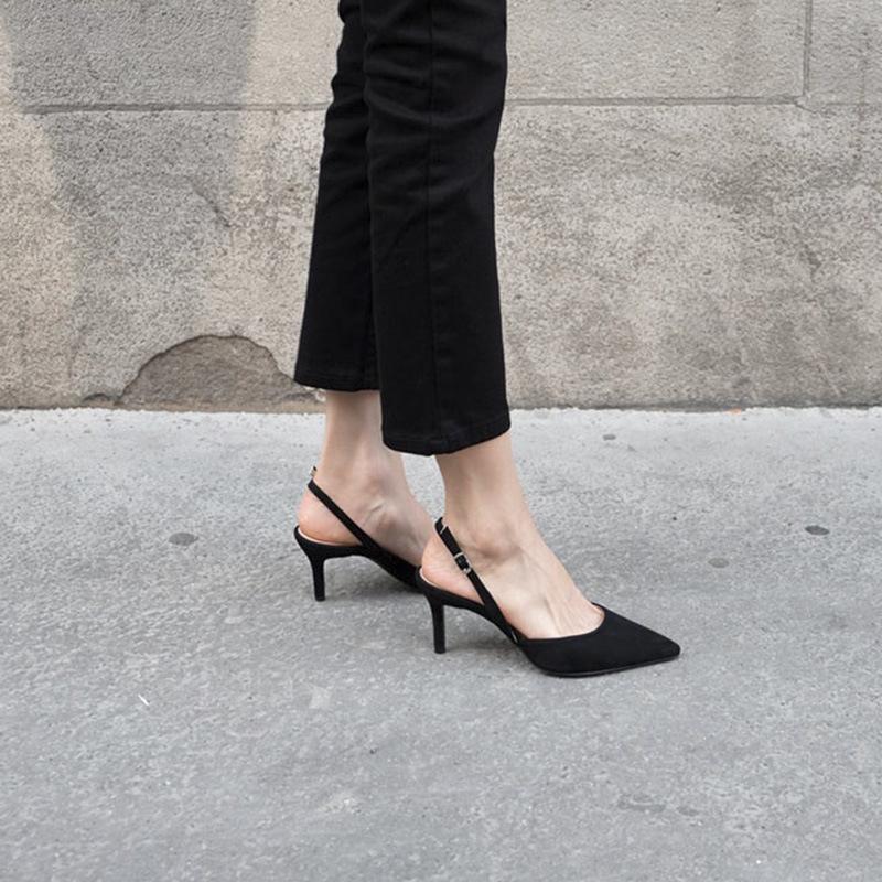 Wczesnowiosenne nowe szpilki na wysokim obcasie ze szpiczastym czubkiem, płytkie wycięcie, klamra jednosłowowa, damskie buty pojedyncze, wszechstronne profesjonalne szpilki, buty damskie