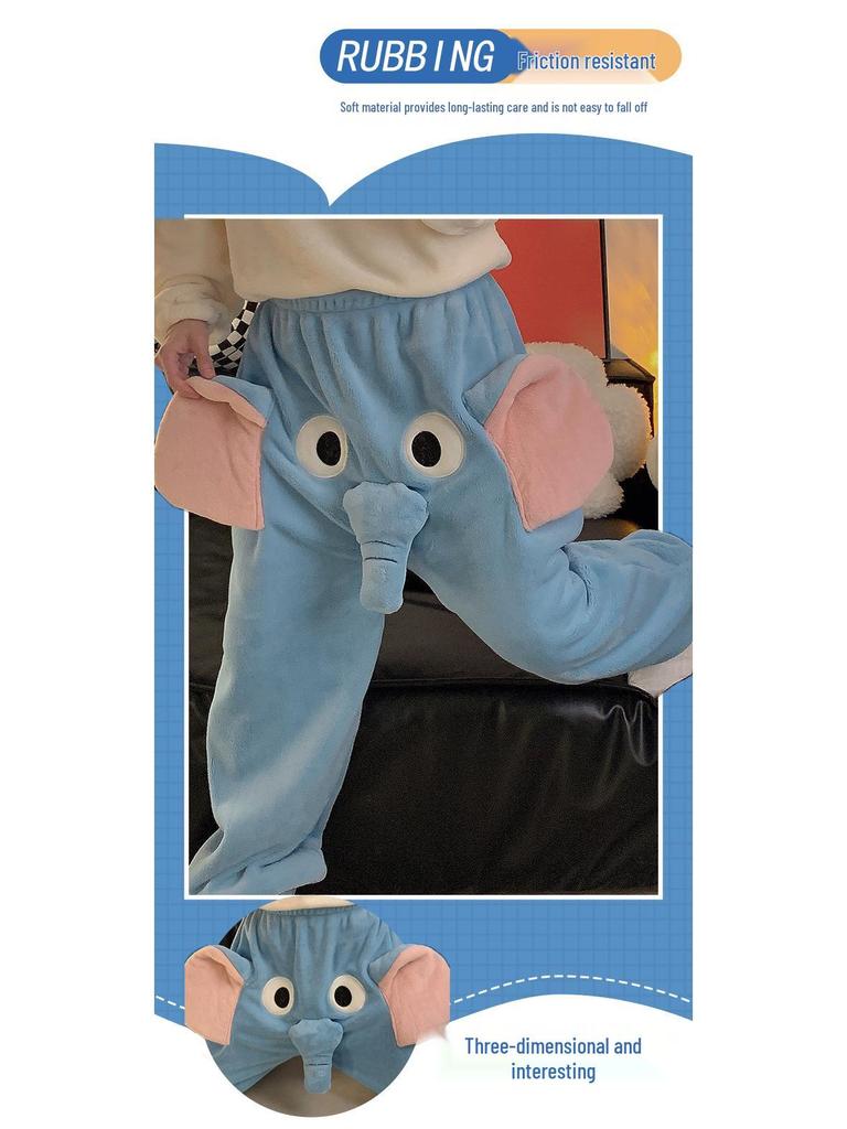 Podzimní/Zimní 3D Roztomilé Sloní Vzor Spací Kalhoty - Unisex, Volný Střih, Ležérní