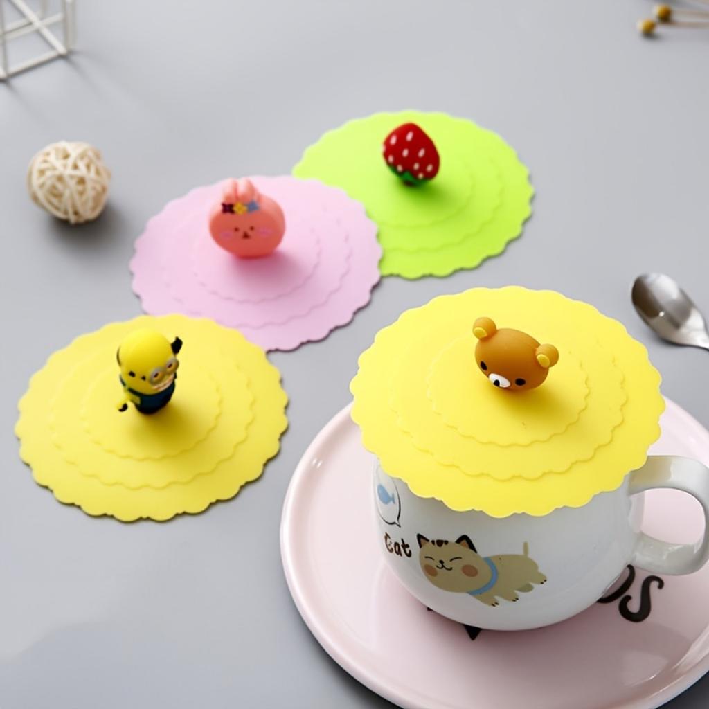 1pc Innovative Silicone Cup Cover Aesthetically Designed, Leak Proof, Dishwasher Safe, Perfect for Hot & Cold Beverages.