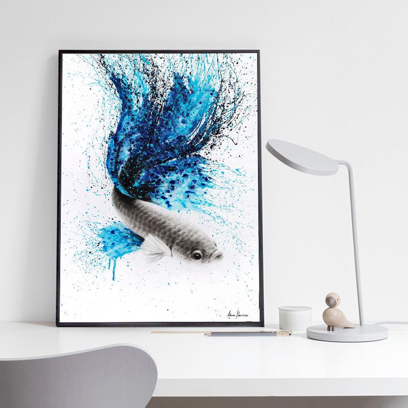 Abstract Ocean Animals Posters Canvas Painting Dancing Marlin Dolphin Fish Wall Picture Minimalist Print Livinig Room Home Decor
