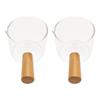 HOT 2PCS Transparent Glass Creamer With Wooden Handle, Mini Coffee Milk Creamer Pitcher~Jul.