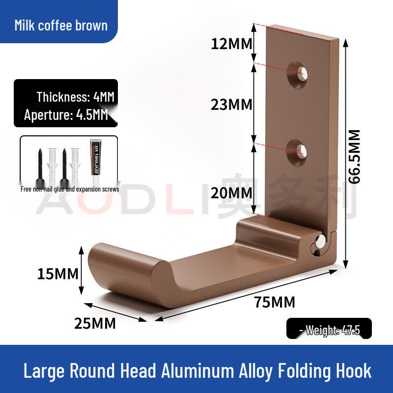 Schwarzer Wandmontierter Klappmantelhaken aus Aluminiumlegierung - Stanzfrei, Solider Einzelhaken