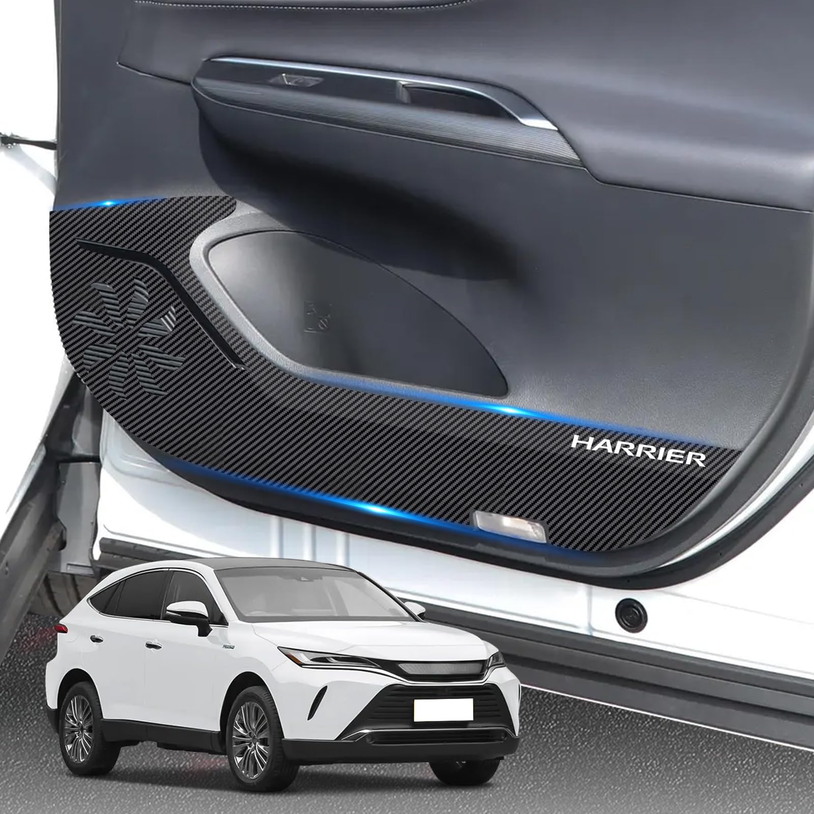 

HUDIY Наклейки на пороги дверей с логотипом на заказ, карбоновые листы для отделки дверей для Toyota Harrier 80 Series 2020, защита дверной панели от царапин, легкий кастом Harrier