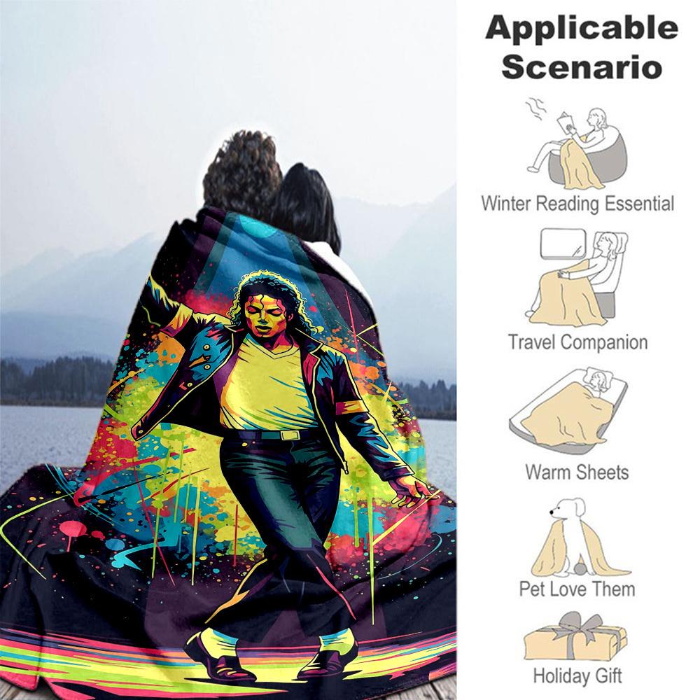 1pc Michael Jackson Outdoor Blanket Lightweight Flannel, Soft & Warm, All-Season Use for Sofa, Outdoor, Camping, Living Room, Office101