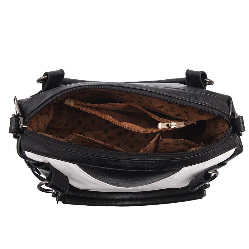 New fashionable portable large bag, soft leather contrasting colors, large-capacity versatile shoulder bag.