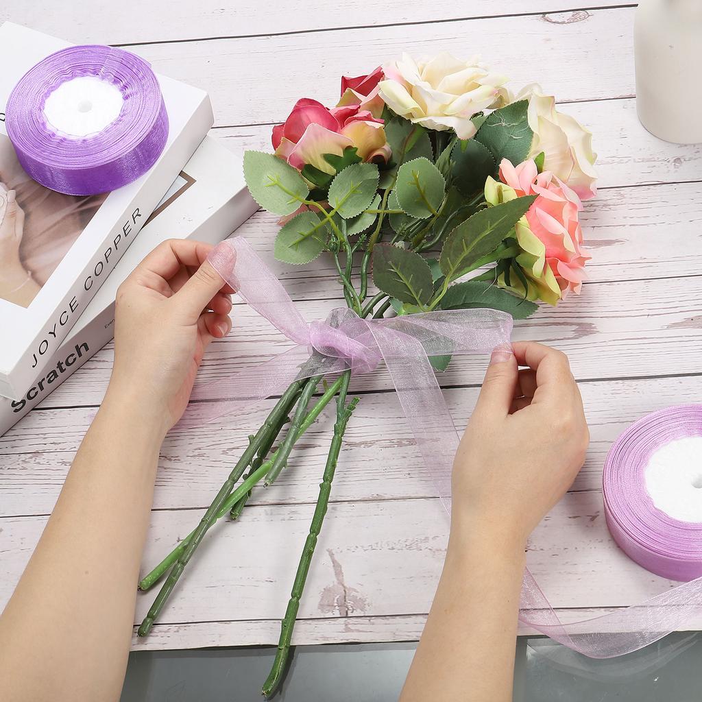 1" Organza Ribbon 100 Yard Gift Wrapping Ribbon for Bouquet Cake Invitations Card Decoration Home Party Decoration (50Yard/Roll)