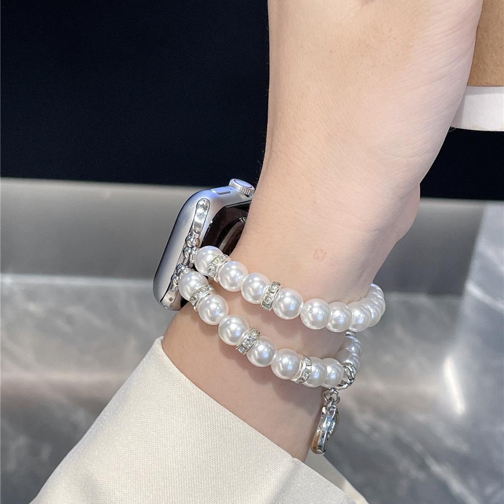 Luxury Pearl Band for Apple Watch Series Ultra 9 8 7 6 5 4 3 Se Watch Bracelet Pendant for IWatch Ultra/2 41 45mm 38mm 42mm 40mm 44mm 49mm Accessories