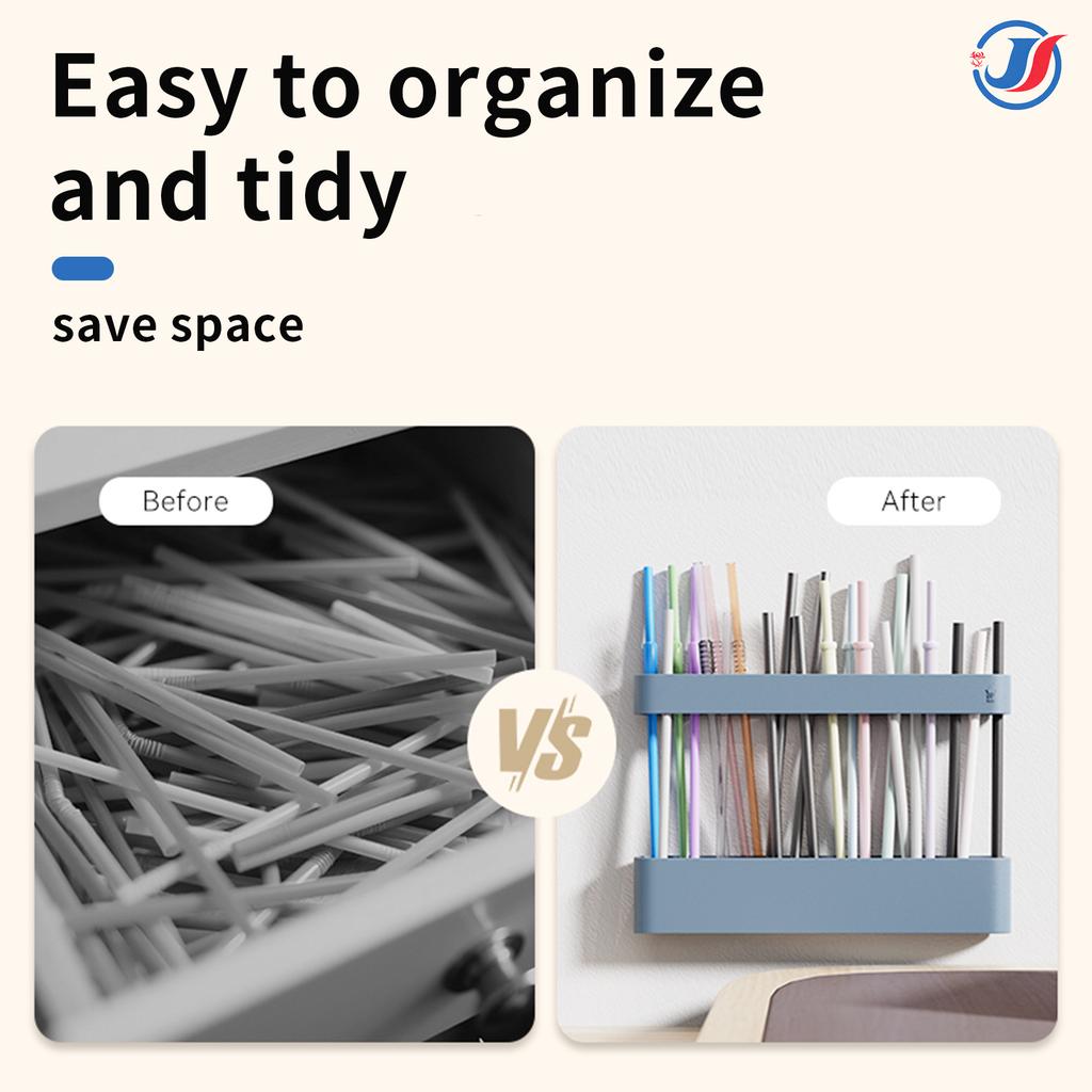 Straw Holder for Cabinet Door - Reusable Tumbler Straw Organizer Storage, Small Kitchen Accessories , Ultra Sticky Door Mounted