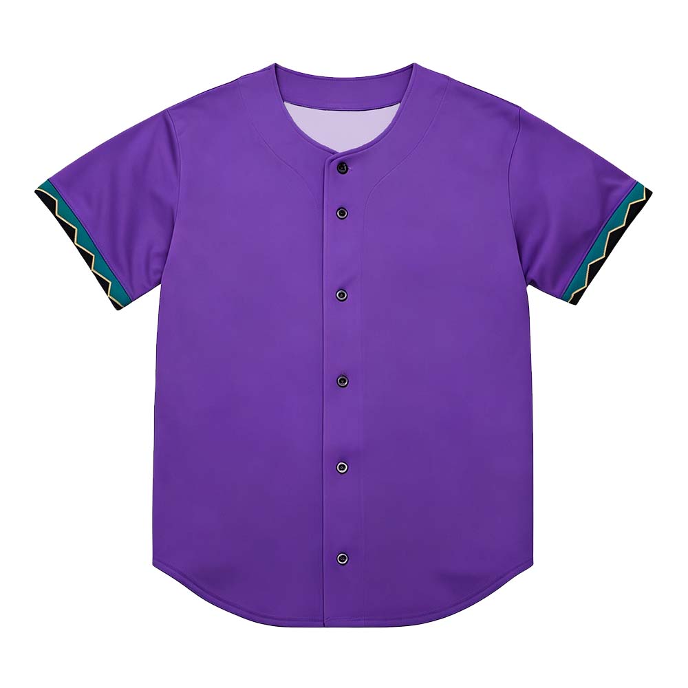 Schwarz Lila Baseballtrikot Unisex Streetwear Locker Kurzarm Hemd mit Knöpfen Sommer Design Grafikdruck Merch Kleidung Herren