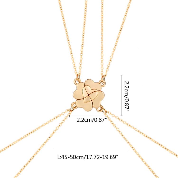 4Pcs Heart Pendant Choker Heart Puzzle Four Leaf Clover Necklace Jewelry Gift