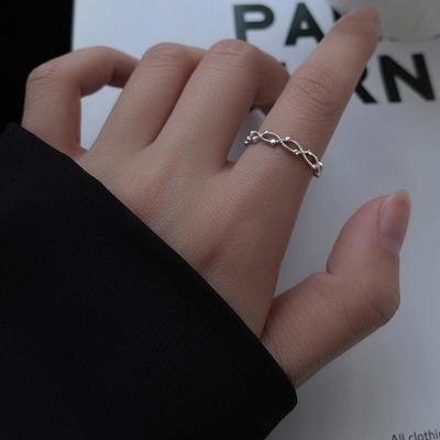 Personalized Girlfriend Ring Jewelry Light Luxury Niche Design Hollow Line Sense Cross Dot Open Ring Women