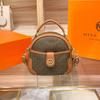 2024 Summer New Trendy High-End Versatile Women's Bag Small Round Bag with Double Zipper, Handheld, Shoulder, and Crossbody Bag