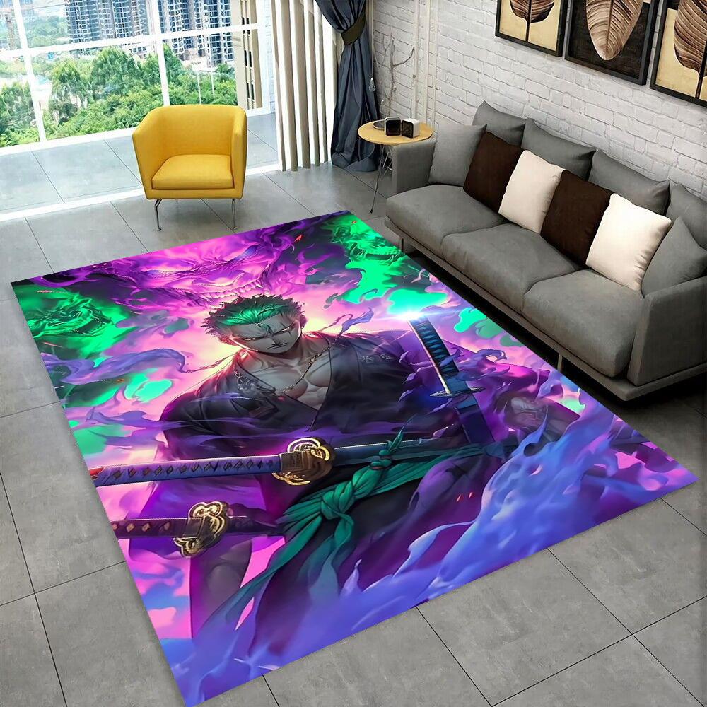 3D One Piece Cartoon Anime Teppich für Spielzimmer, Schlafzimmer, Wohnzimmer, Sofa, Heimdekoration, rutschfeste Bodenmatte für den Spielebereich von Kindern