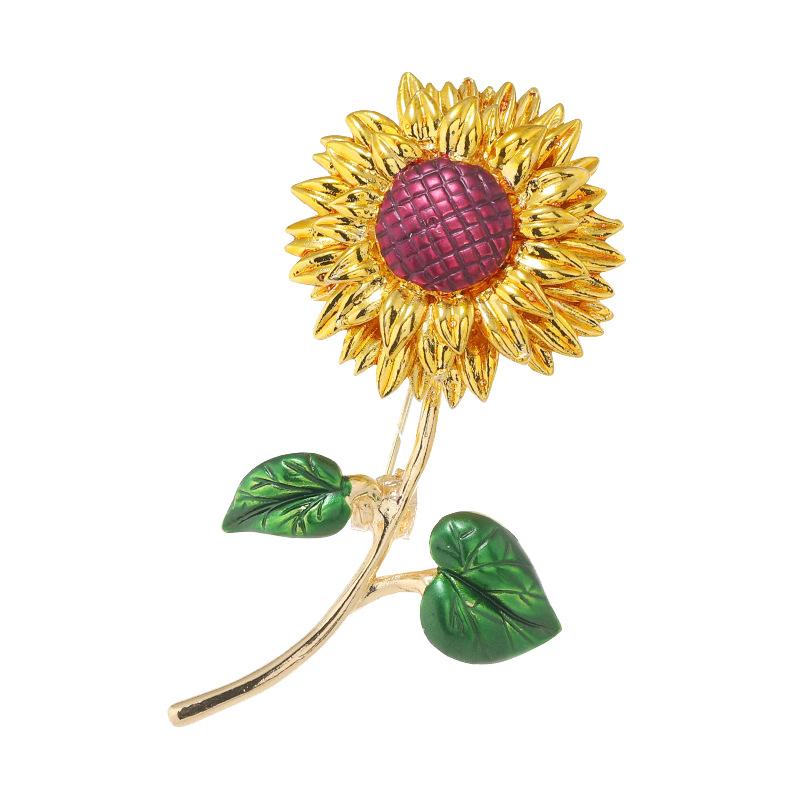 Win the Championship In One Fell Swoop Sunflower Brooch Retro High-end Femininity High-end Suit Brooch Literary Exquisite Pin Tide