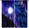 Wolf Curtains,Howling Wolf Aurora Nature Scenery Drapes for Boy Girls Bedroom Living Room Kitchen Window Treatment 2 Panels Set
