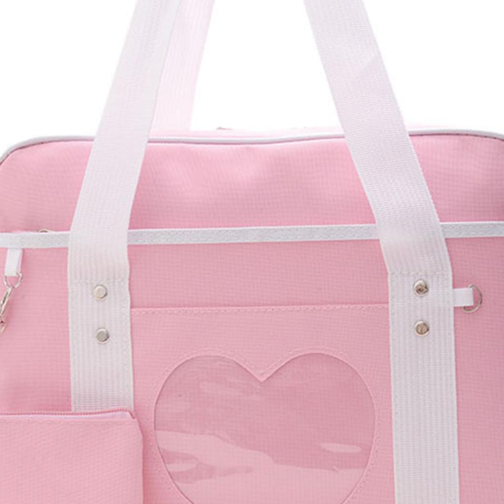 Handbag Portable Transparent Heart Pattern Large Capacity Nylon Material Soft Comfortable Shoulder