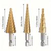 3Pcs 3-12mm/4-12mm/4-20mm Hss Step Drill Bit, Straight Groove DrillTitanium Coated Metal Driller, Drilling Tools Set