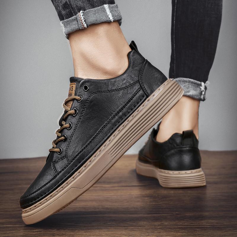 Luxury Brand Mens Shoes Casual Leather Male Comfortable Sneakers Stylish Skate Shoes Men All-match Male Lace-Up Walking Shoes