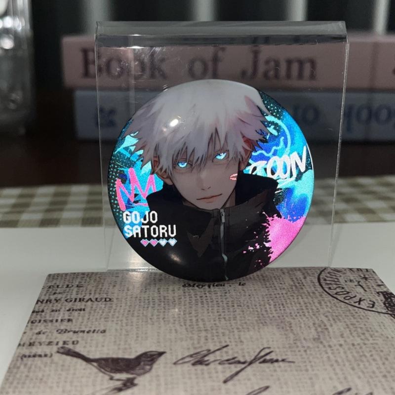 Jujutsu Kaisen Gojo Satoru Double Flash Reflektierend Holografisch Silber Lauch Abzeichen Anime Fan Merchandise Anstecknadel Geschenk Zubehör