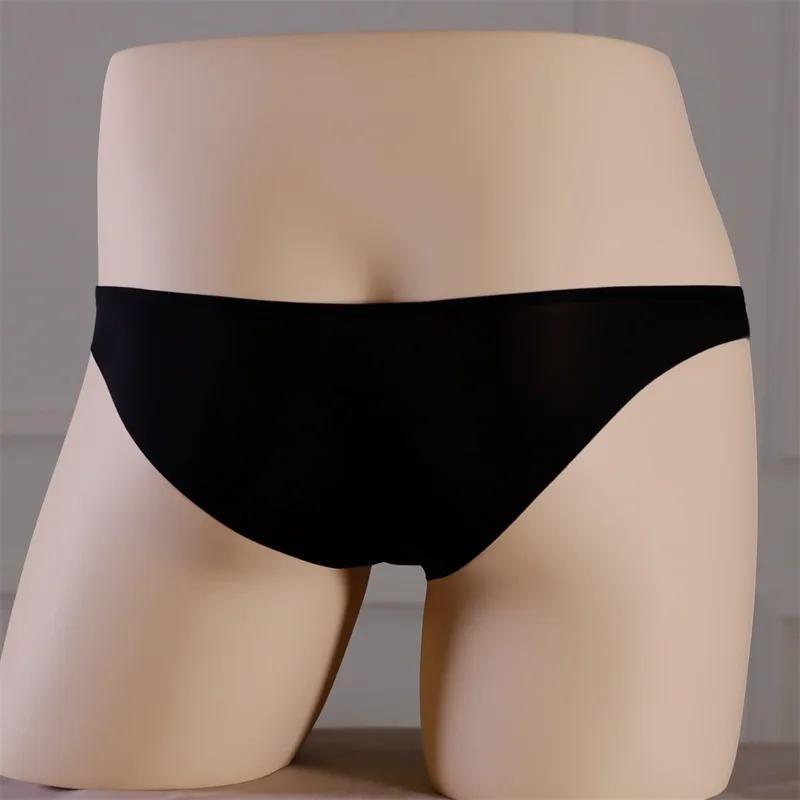 Mini-Beutel Unterwäsche Herren Sexy Eis-Seide Nahtlose Slips Atmungsaktiv Glatte Slips Weiche Mikro-Bikini-Slips Durchsichtige Unterhosen