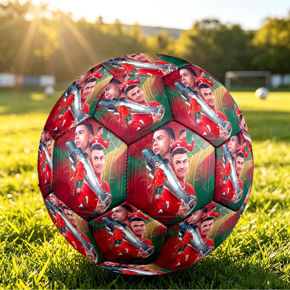 Cristiano Ronaldo Printed Size 5 Soccer Ball Wear Resistant Standard Adult Training Football Fan Gift for Indoor Outdoor Match Sports