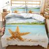 Beach Themed Bedding Set Blue Ocean Duvet Cover Set Starfish Coastal Bedding Beach QueenKingFull Polyester Comforter Cover