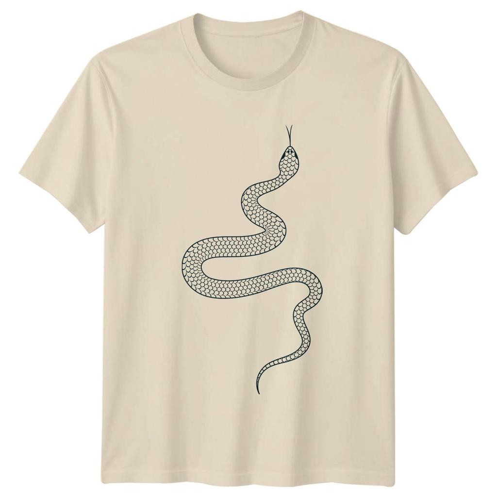 Stilisierte Schlange Minimalistisches Tattoo Design T-Shirt Okkult Reptil Tierwelt