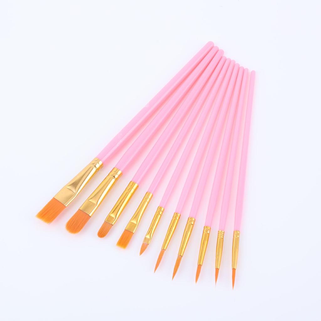 Perlglänzendes Kunststoffgriff-Pinselset – 10 Stück für Anfänger & Kinder, Ideal für Aquarell- & Ölmalerei.