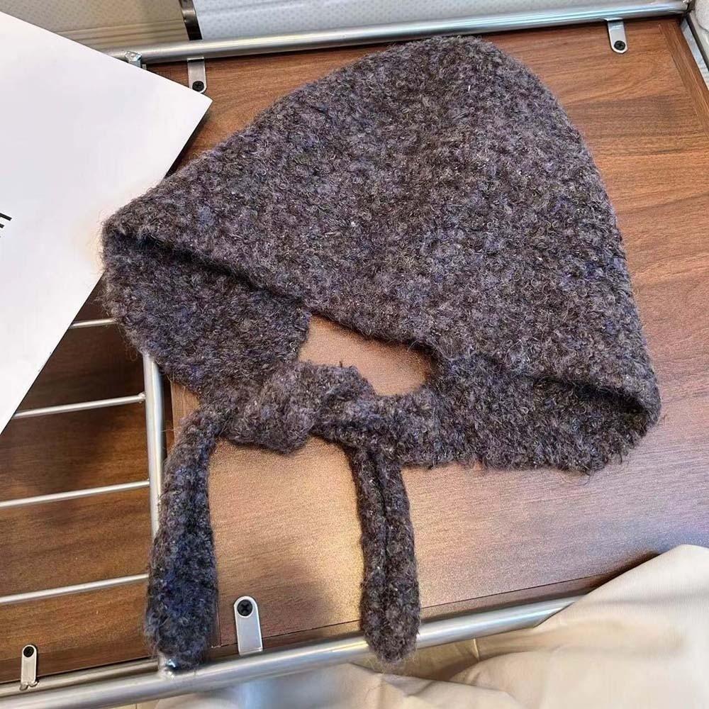 Double Side Knitted Hooded Cap Acrylic Fibers Winter Neckerchief Hat  School