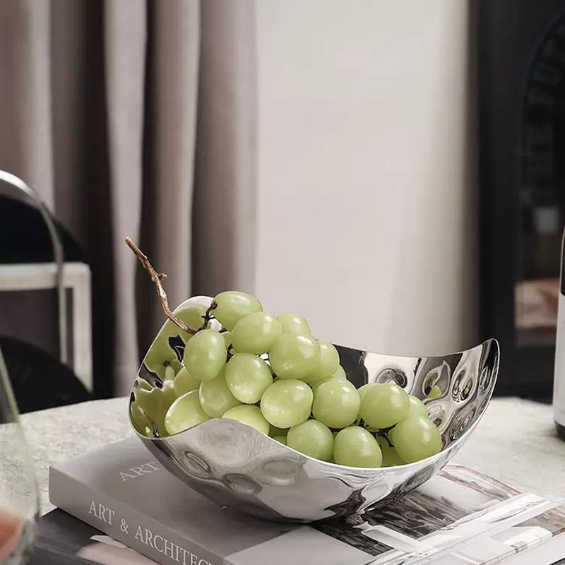 Triangular Stainless Steel Bowl, Dessert Plate, Metal Fruit Plate, Snacks, Appetizers, Buffet, Salad Bowl, Kitchen Storage Tray