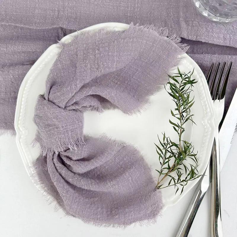 50PCS Wholesale Gauze Cotton Napkin 32x32cm Baby Blue Tea Towel Reusable Wedding Party Christmas Table Decor Burrs Napkins