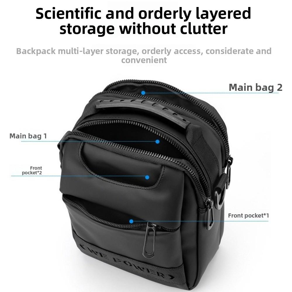 Casual Men Crossbody Bag Large Capacity Nylon Wearable Belt Hanging Bag Multi-Pockets Multi-functional Small Shoulder Bag Travel