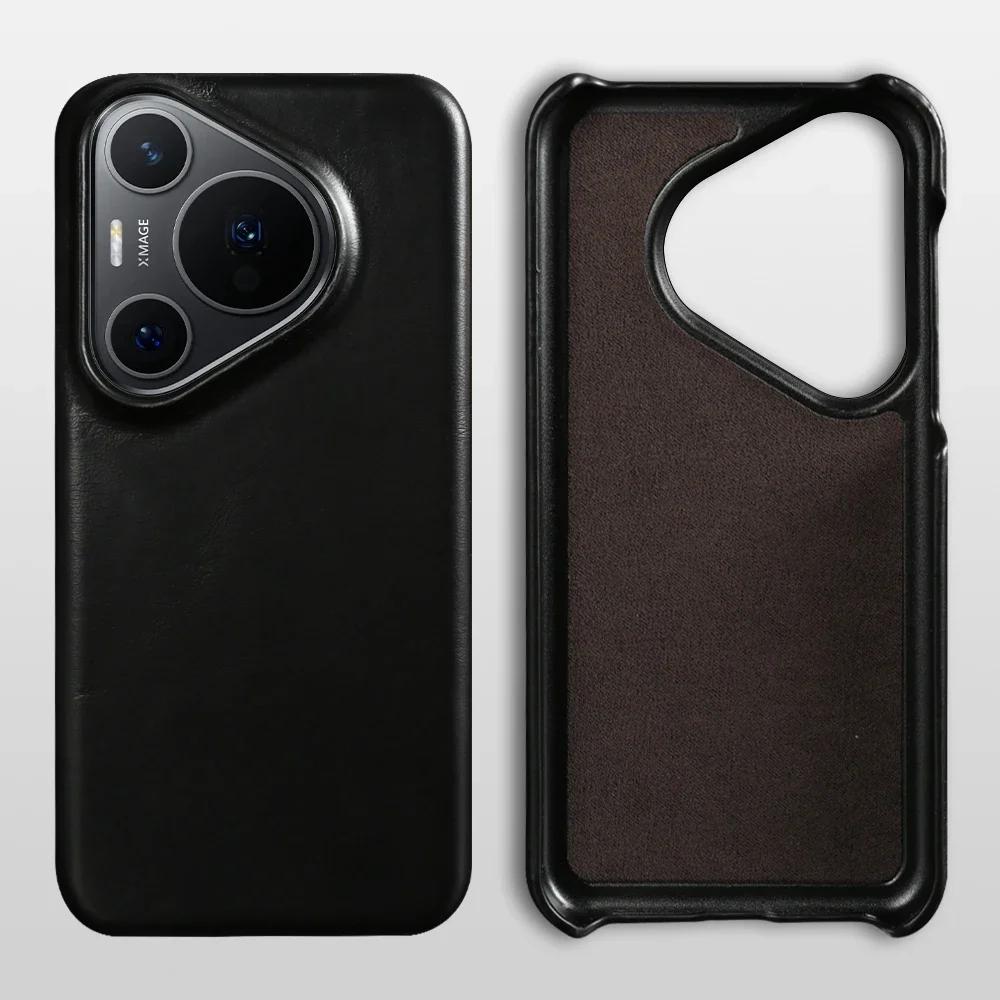 Handmade Genuine Leather Case For Huawei Pura 70 Pro Honor Magic 6 Pro Mate50 mate60 P50 P40 P60 Aesthetic Vintag Phone Cover