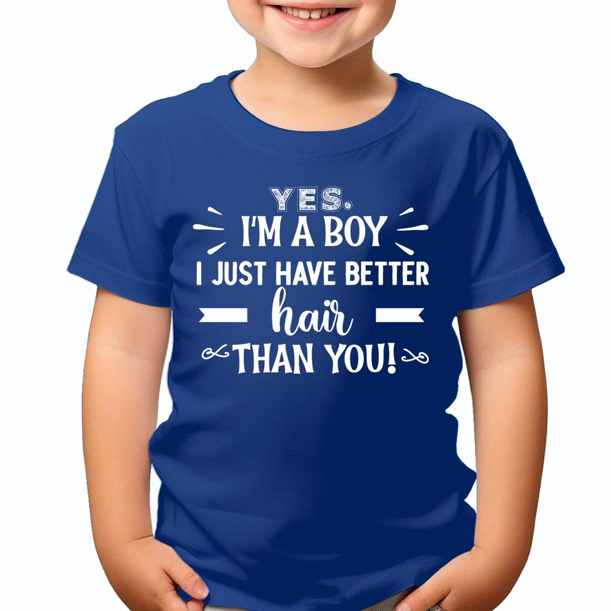Playful Boys T-Shirt Better Hair than Dad Funny Cotton Tee For Kids #T490 120