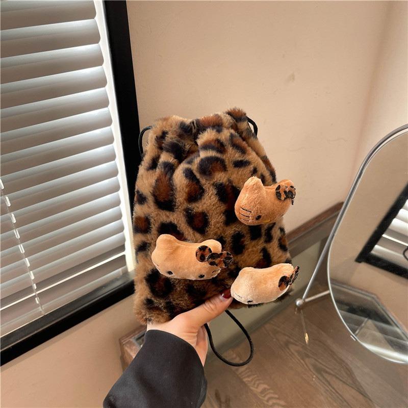New Simple Wind Fluffy Woolen Large-capacity Shoulder Bag Fashionable and Casual Fluffy Messenger Tote Bag