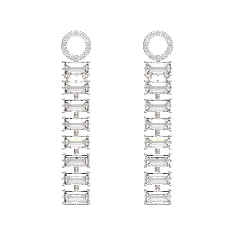 Custage Carré Baguette White Drop Earrings
