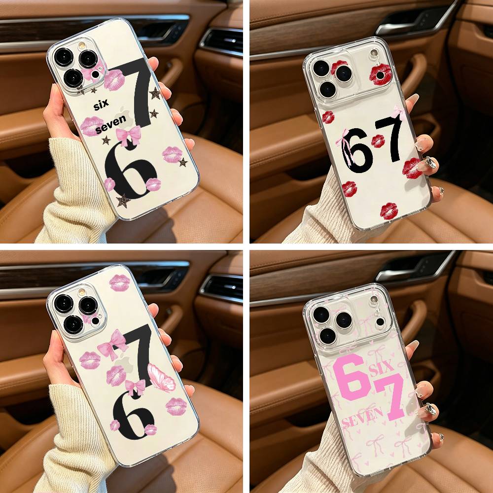 SS Fashion Six Seven 67 Phone Case For iPhone17,16,15,14,13,12,Pro Max,16/15/14 Plus XS Soft Silicone Transparent Cover
