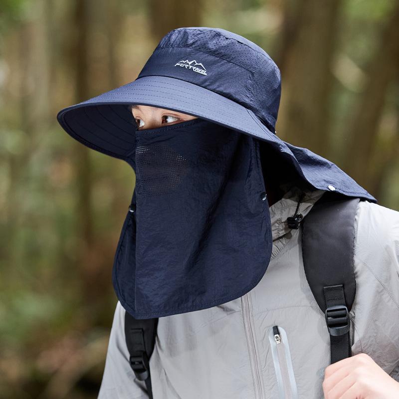 Spring and summer new high-quality shawl mask integrated sunscreen sunshade fisherman hat men's outdoor hiking hat