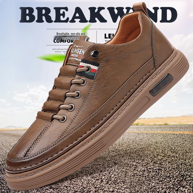2025 Spring/Autumn Men's Genuine Leather Sneakers - Versatile, Breathable, and Soft Sole Casual Shoes