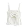 European & American Style Women's Square Neck Spaghetti Strap Top with Back Bowknot