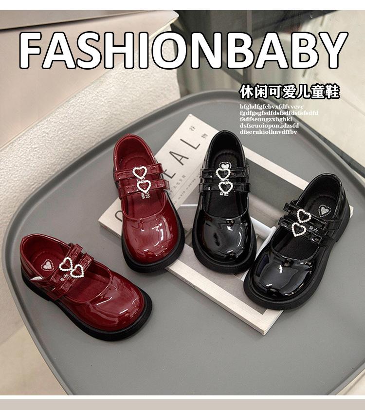 Girls' red leather shoes, children's foreign-style princess shoes 2025 new girls' soft-soled single shoes, middle-aged and older children's performanc