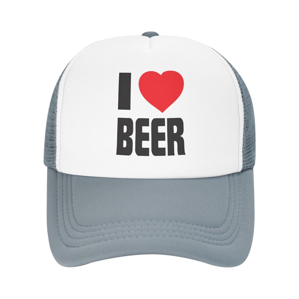 I Love Beer Trucker Hat Breathable Mesh Baseball Cap Casual Adjustable Summer Unisex Adult Headwear