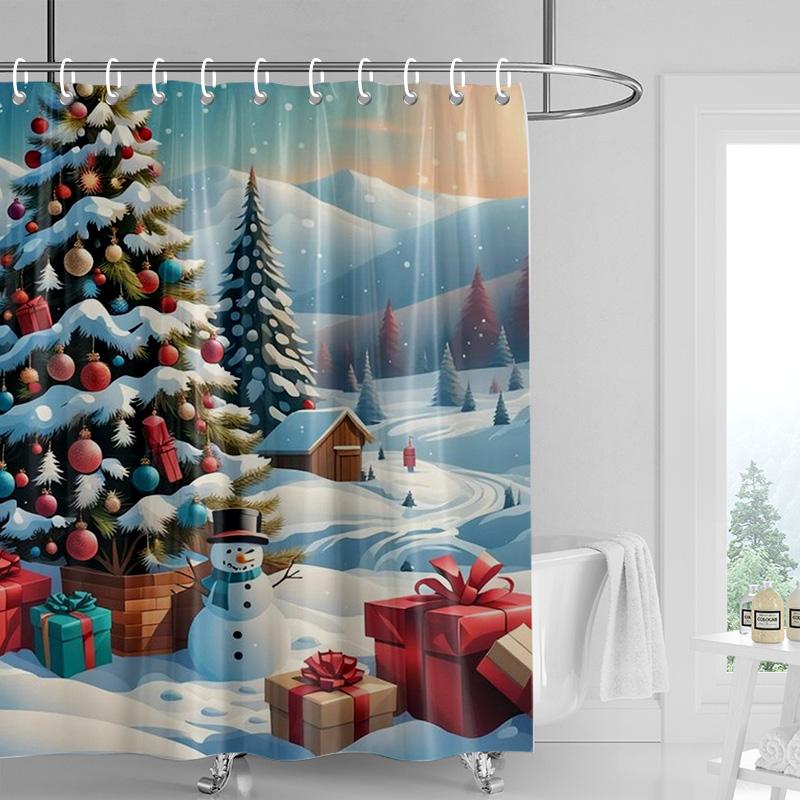 Dekoracja domu zasłony prysznicowe do łazienki wodoodporna tkanina zasłonowa Nowoczesny styl skandynawski Salon Wesołych Świąt zima